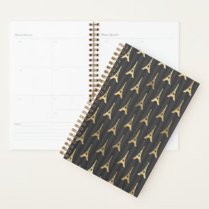 Agenda Elegante Torre Eiffel França Amarelo Preto Vertica
