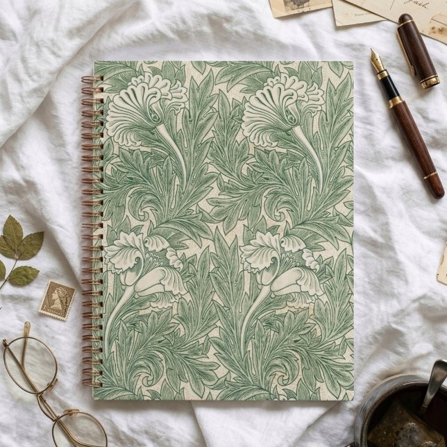 Agenda Elegante Tulips Verdes William Morris Planner (Criador carregado)