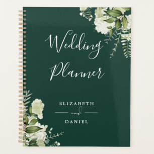 Agenda Elegante Verde Esmeralda Floral Casamento