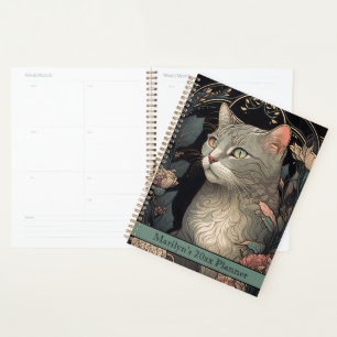Agenda Elegante Vintage Art Nouveau Cat 2024