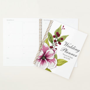 Agenda Elegante Watercolor Berry Floral Weding Planner