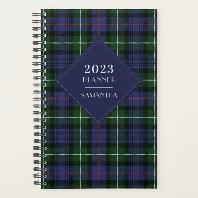 Agenda Elegante Xadrez rustica 2023 Clan MacKenzie Tartan (Frente)
