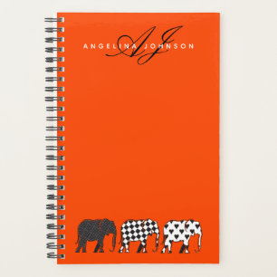 Agenda Elephant Black White e Orange Monographic Name