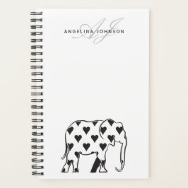 Agenda Elephant Simple Black and White Name