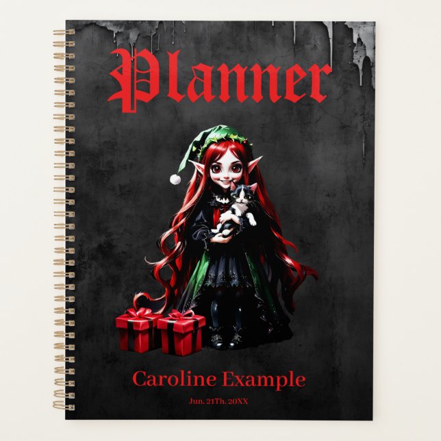 Agenda Elfo de Natal com Kitten. (Frente)