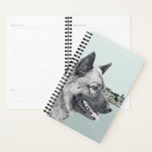 Agenda Elkhound norueguês na pintura da vila - Arte cani