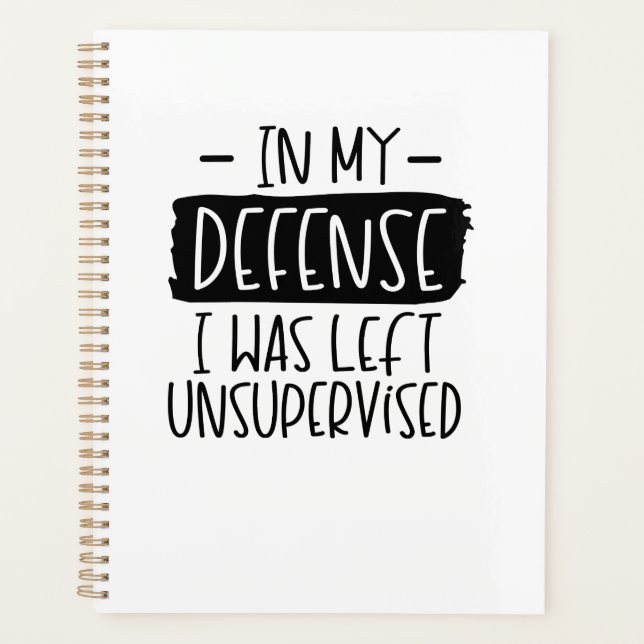 Agenda Em minha defesa, eu fiquei sem supervisão do noteb (Frente)