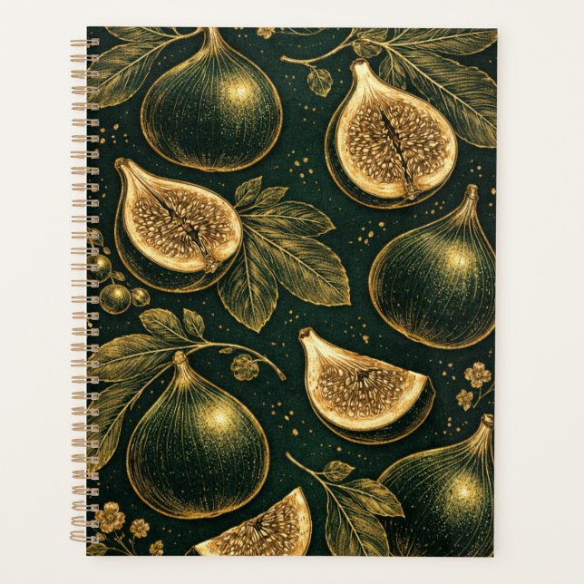 Agenda Emerald Fig Planner Cover Gold Botanical Accents  (Frente)