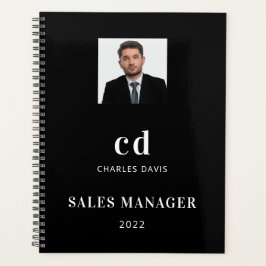 Agenda Empresa de fotos com iniciais de nome branco preto