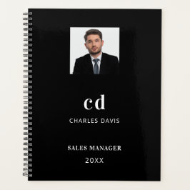 Agenda Empresa de fotos com iniciais de nome branco preto