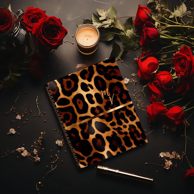 Agenda Empresa de impressão Leopard com na moda monograma (Stylish Leopard-Print Business / Daily Planner
Glossy Softcover (shown) or Matte Hardcover )