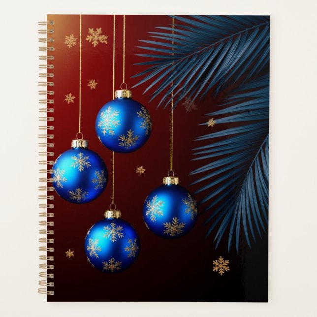 Agenda Enfeites de Natal Azuis Elegantes (Frente)