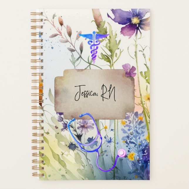 Agenda Enfermeira Boho Medicina Floral Saúde (Frente)