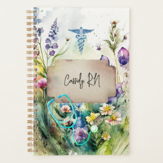 Agenda Enfermeira Boho Watercolor Floral