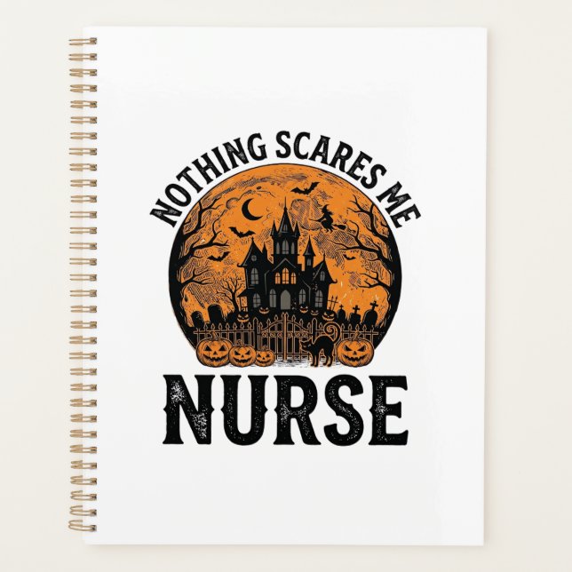 Agenda Enfermeira de Halloween Design Vintage Lua Assusta (Frente)