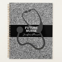 Enfermeira Futura Negra Silver Glitter Stethoscope