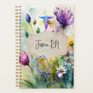 Agenda Enfermeira Medicina Roxo Floral Medicina
