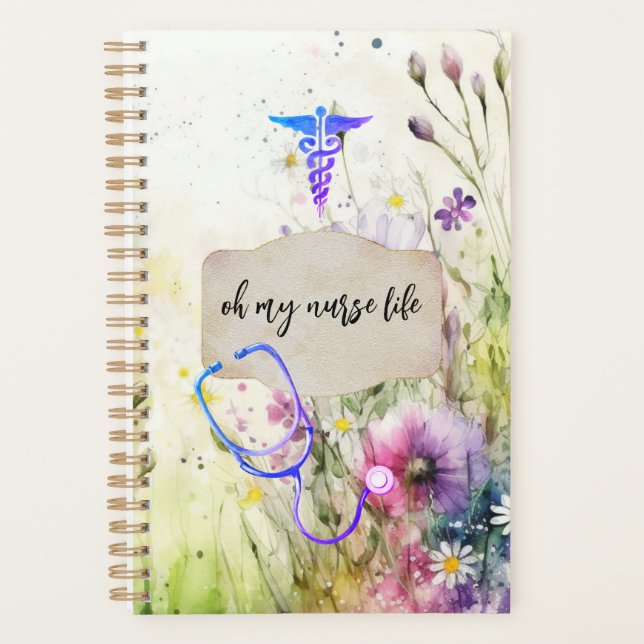 Agenda Enfermeira Medicina Whimsical Floral Healthcare Me (Frente)