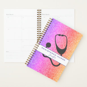 Agenda Enfermeira Registrada Rainbow Glitter Stethoscope 