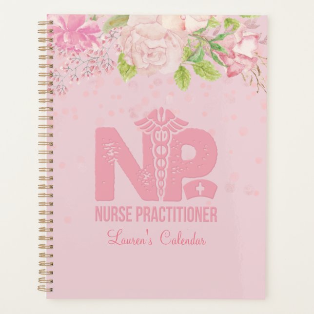 Agenda Enfermeiro NP Diário Floral Personalizado Rosa (Frente)