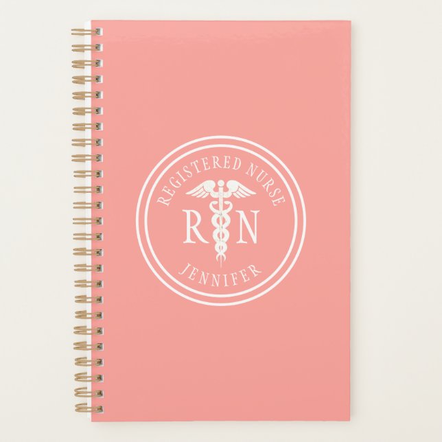 Agenda Enfermeiro RN Caduco Médico Rosa Personalizado (Frente)