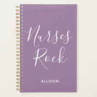 Enfermeiros Rock Purple e White Script Personaliza