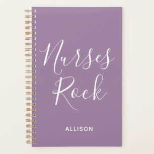Agenda Enfermeiros Rock Purple e White Script Personaliza