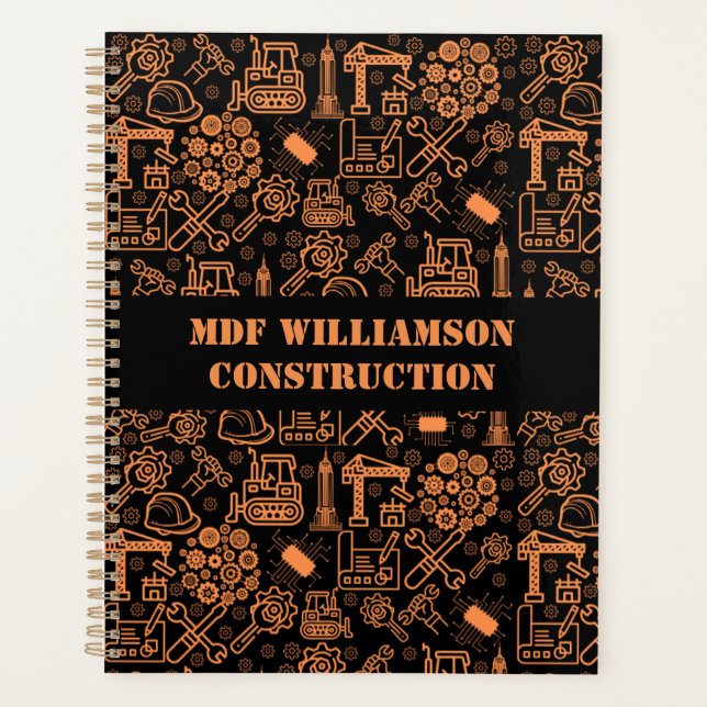 Agenda engenheiro Blueprint arquitetônico preto e marrom (Frente)