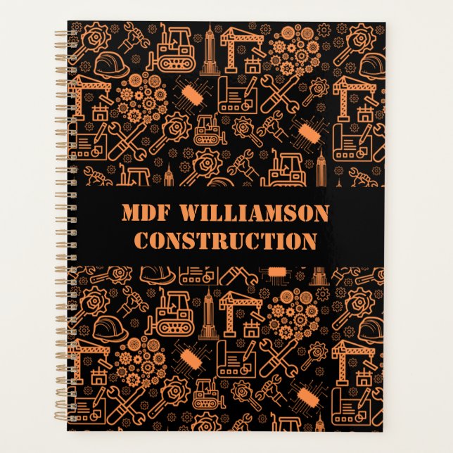 Agenda engenheiro Blueprint arquitetônico preto e marrom (Frente)