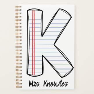 Agenda English Teacher Planner with Notebook Initial