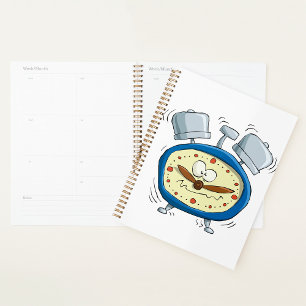 Agenda Engraçado Cartoon Alarm Clock Quirky Acordando
