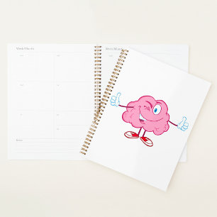 Agenda Engraçado Cartoon Cérebro Vencendo Tumbos