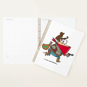 Agenda Engraçado Cartoon Cowboy Bandit Robber
