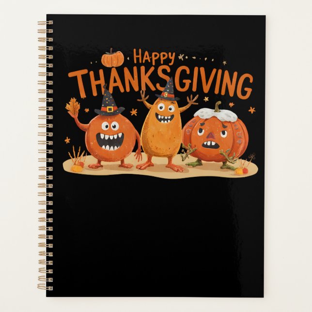 Agenda Engraçado Dia de Ação de Graças Pumpkins no desenh (Frente)