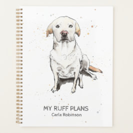 Agenda Engraçado Labrador Retriever aquarela personalizad