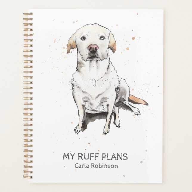 Agenda Engraçado Labrador Retriever aquarela personalizad (Frente)