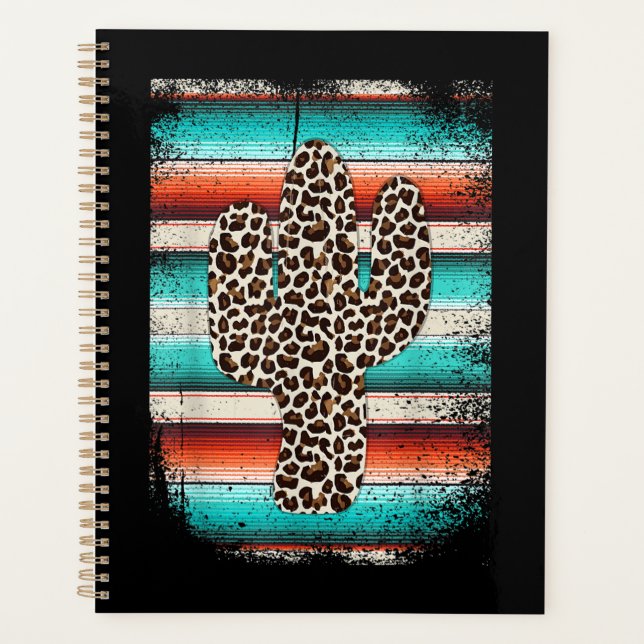 Agenda Engraçado Leopardo Cactus Serape Cactus impressão  (Frente)