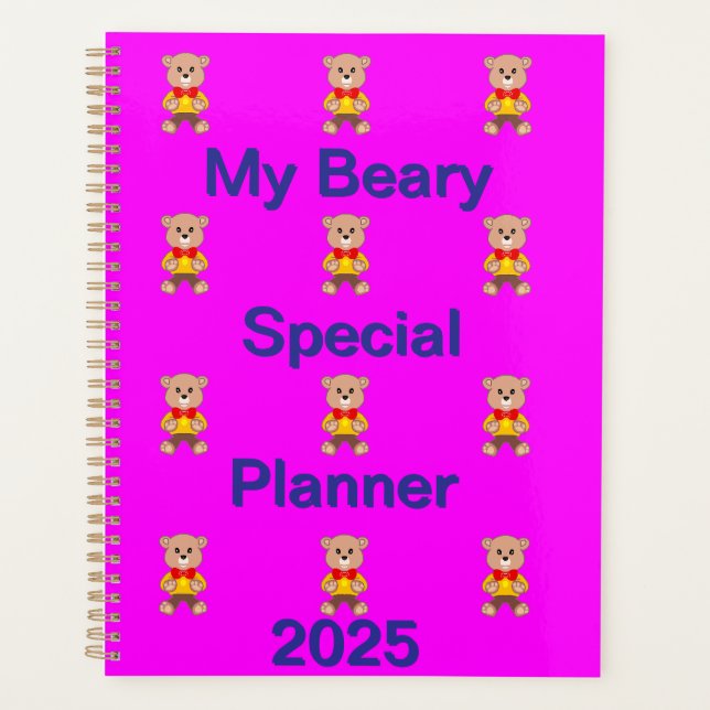 Agenda Engraçado Urso Bowtie a Rosa (Frente)
