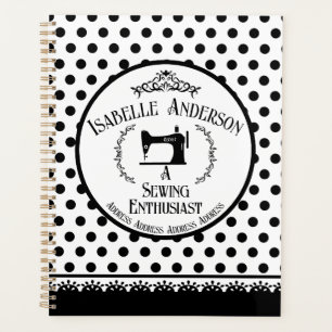 Agenda Entusiasta de costura branco-preto