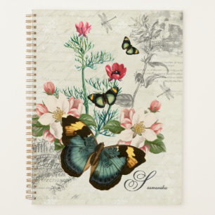 Agenda Ephemera Butterflies Flores Selvagens Vintage Rom