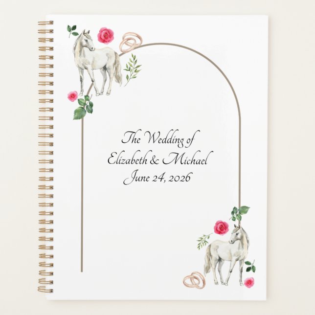 Agenda Equestrian Pink Floral Rustic Wedding (Frente)