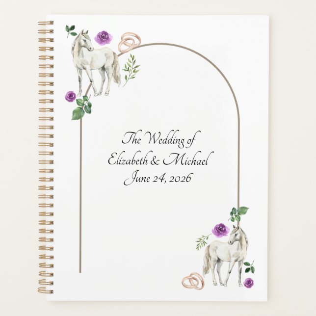 Agenda Equestrian Purple Floral Wedding Planner (Frente)
