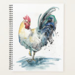 Agenda Escala de Rooster - Cor da Água<br><div class="desc">Rooster Splash I por Melissa Wang. Apresenta uma galeria de aquarelas virada para o lado com uma variedade de cores.</div>