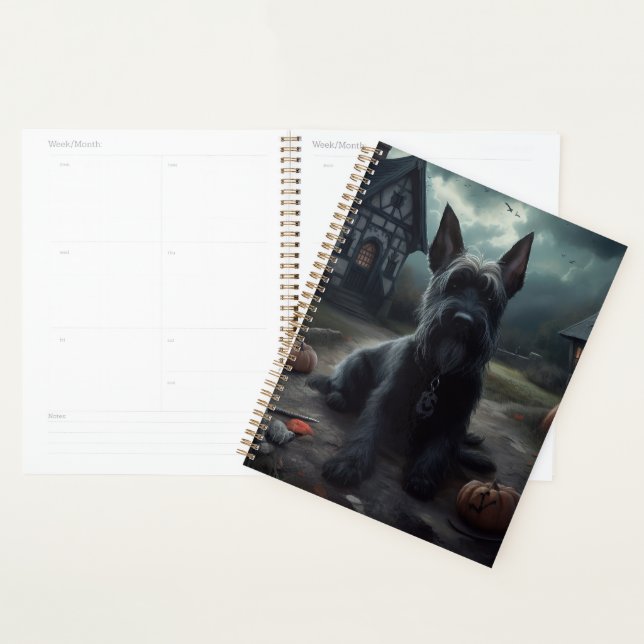 Agenda Escocês Terrier Pumpkins Halloween Scary (Exibição)