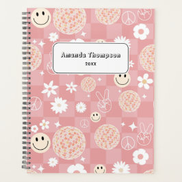 Agenda Escola de Hippie Retro-Rosa-Rosa