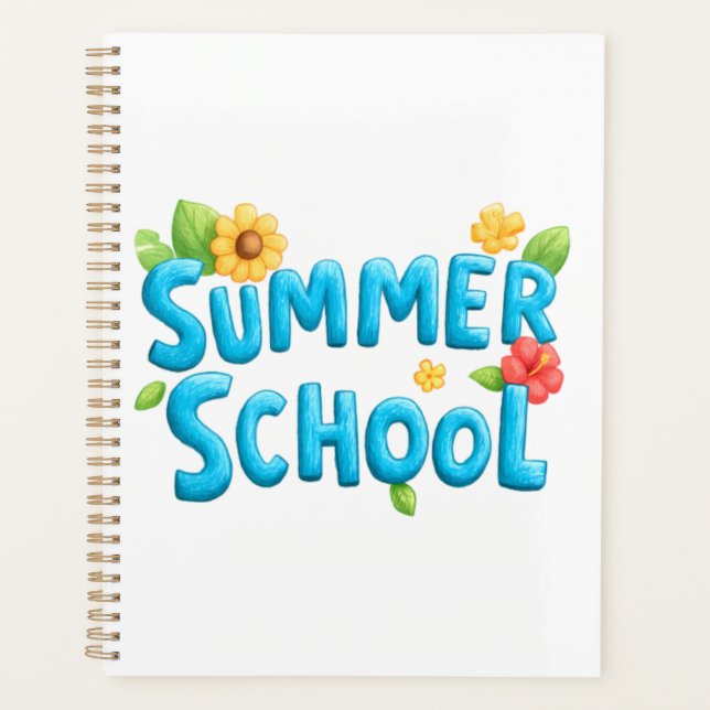 Agenda Escola de Verão - Texto escolar de Verão com flore (Frente)