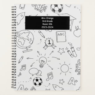 Agenda Escola Primária 2026 Personalizada Branco e Preto