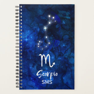 Agenda Escorpião Zodiac Constelação Azul Galáxia Monogram