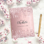 Agenda Escrita 2025 para o monograma com brilho rosado<br><div class="desc">Um fundo cor-de-rosa pincelado com pingos de brilho sujo,  aparência de pingar tinta. Personalize e adicione as iniciais do seu monograma,  nome e título/ano (qualquer ano) As iniciais do seu monograma como padrão no plano de fundo.</div>