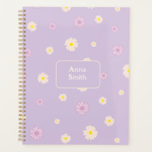 Agenda Escrita Padrão Floral - Disies Amarelo Púrpura Cor
